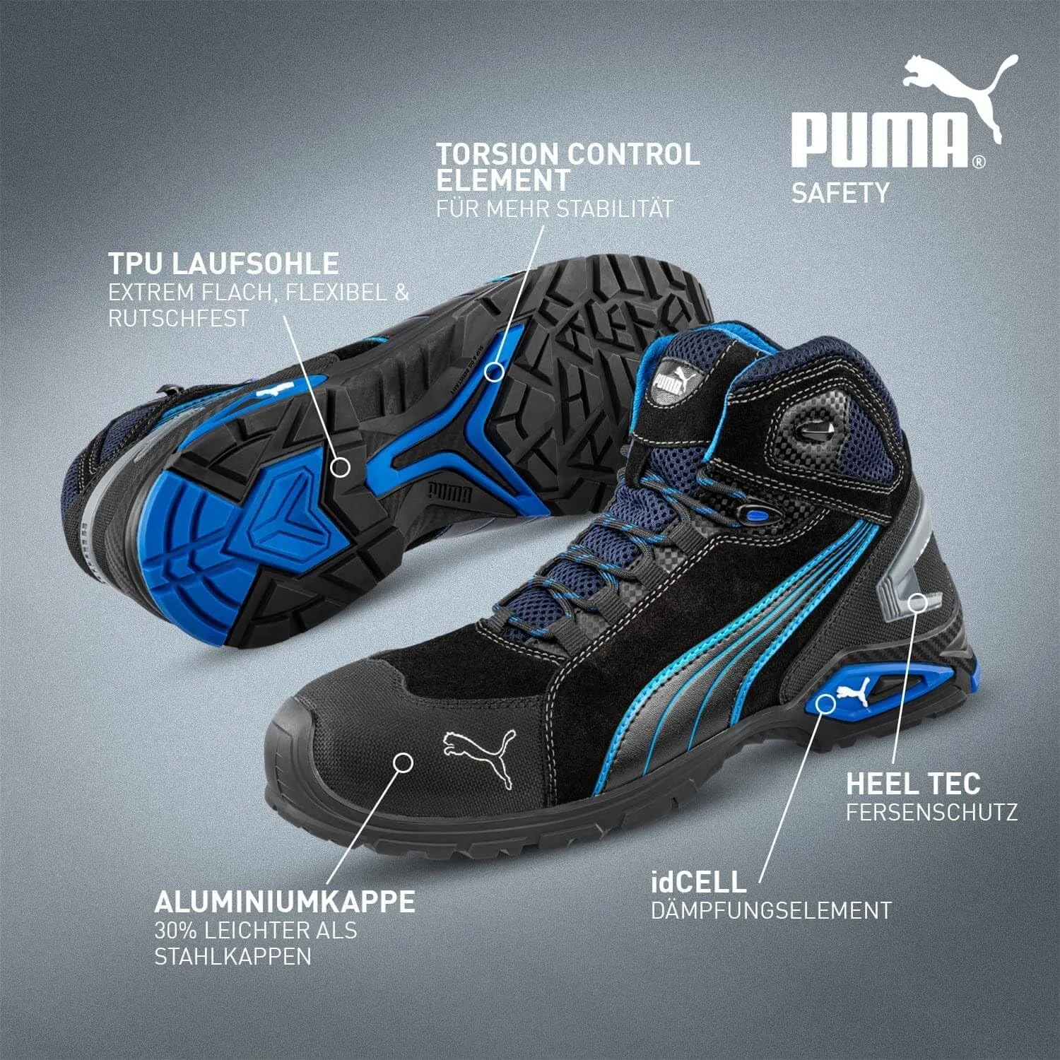 Отличные ботинки PUMA Safety Rio Black Mid для мужчин — фото 2