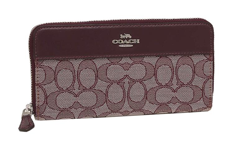 

COACH Женский бумажник из жаккардовой ткани с кожаными вставками красный коричневый