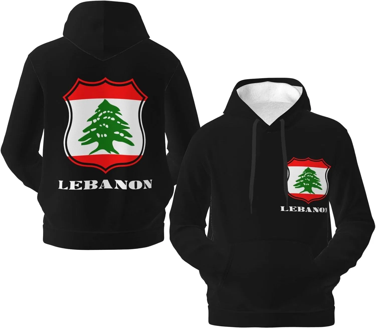 Мужская флисовая толстовка с капюшоном и карманом Vintage Emblem Pullover Generic, черный