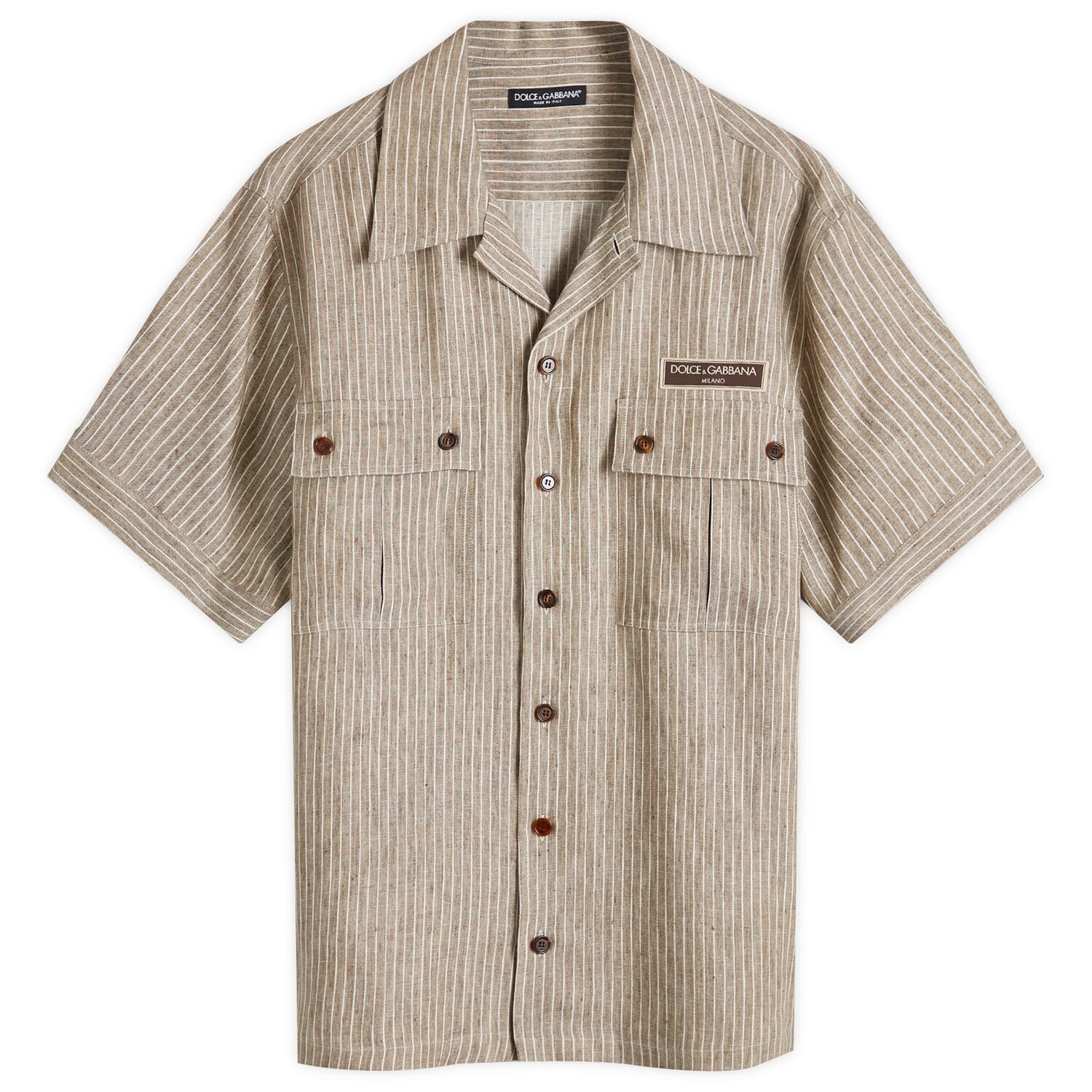 

Рубашка Dolce & Gabbana Pinstripe Linen Vacation Shirt, цвет Rigato