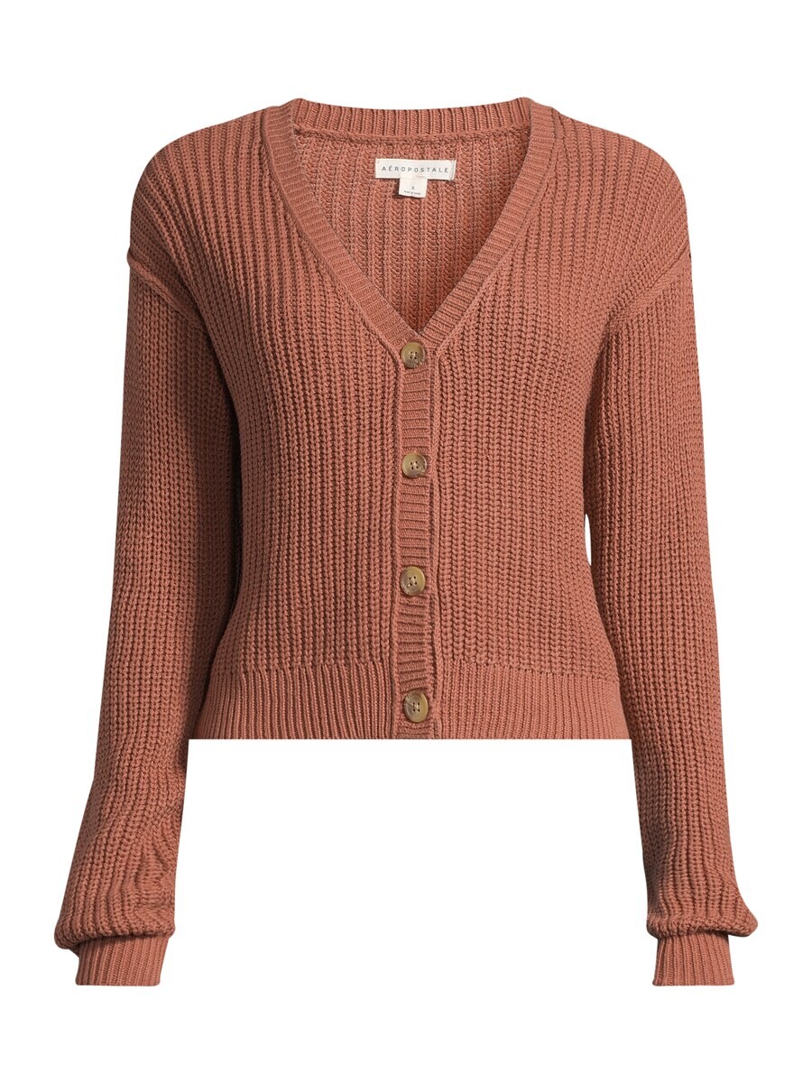 

Вязаный кардиган AÉROPOSTALE, коричневый