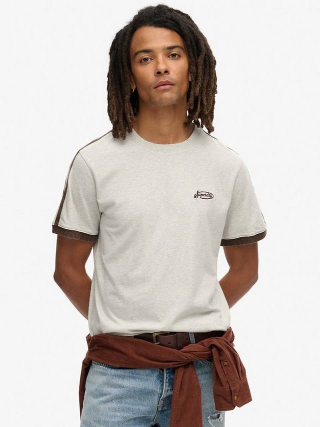 

Футболка в полоску с логотипом essential в стиле ретро Superdry, цвет Lightning Grey