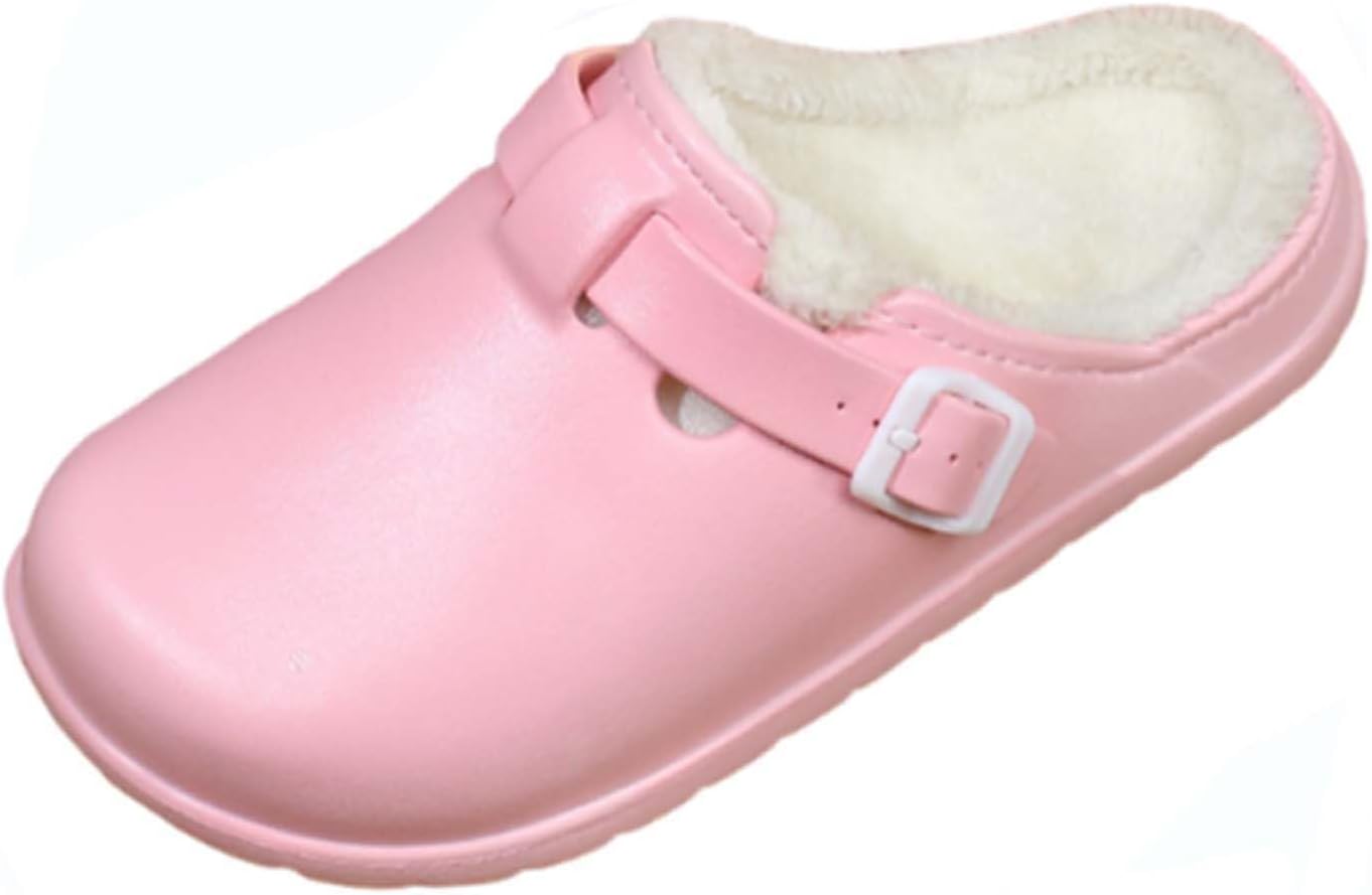 

Зимние домашние и тапочки для мужчин и женщин, противоскользящие и теплые туфли-мюли, удобные сабо с флисовой подкладкой Lnistride, розовый