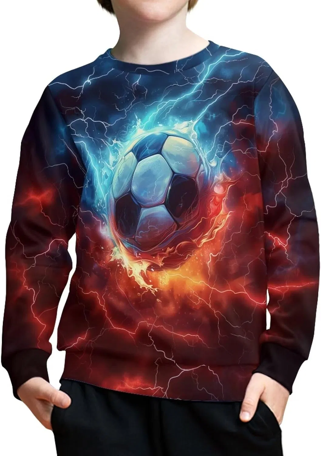 Свитшот детский с принтом ZPINXIGN, цвет 1 Soccer Flame