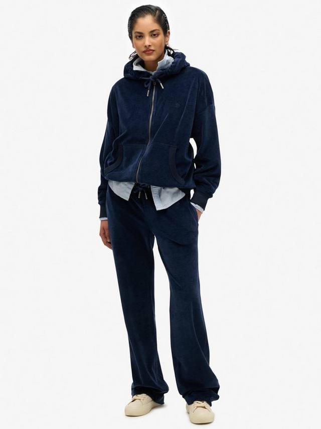 Велюровая толстовка на молнии Superdry, цвет Richest Navy — фото 3