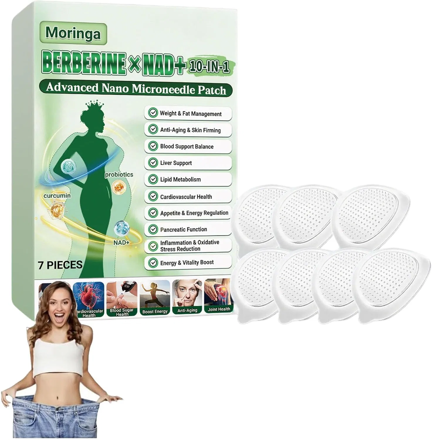 Нано-микроигольные патчи с морингой и берберином (42 шт.) Generisch, Pack Of 7