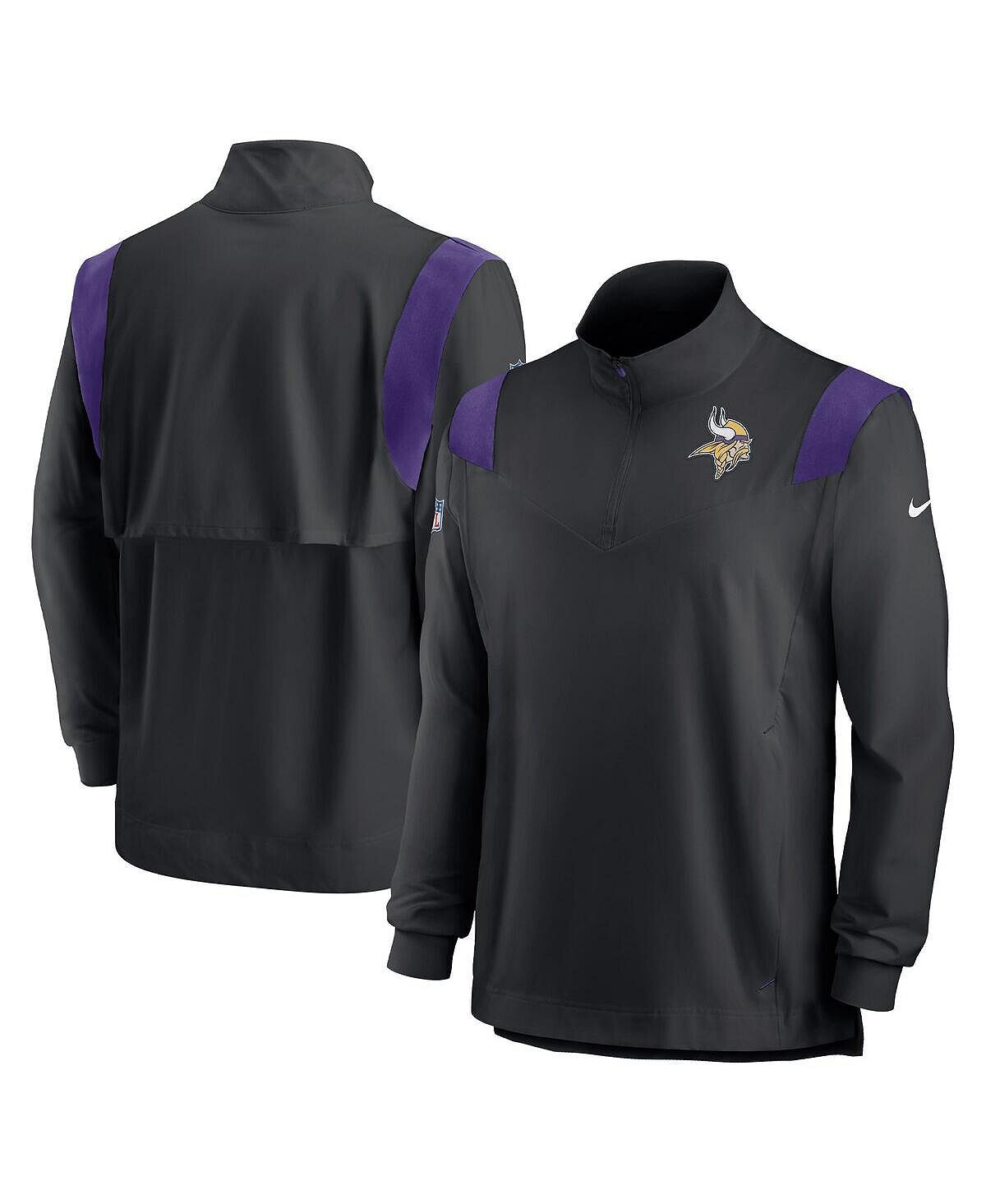 Мужская черная футболка с длинными рукавами и молнией четверти Minnesota Vikings Sideline Coach Chevron Lockup Nike — фото 2