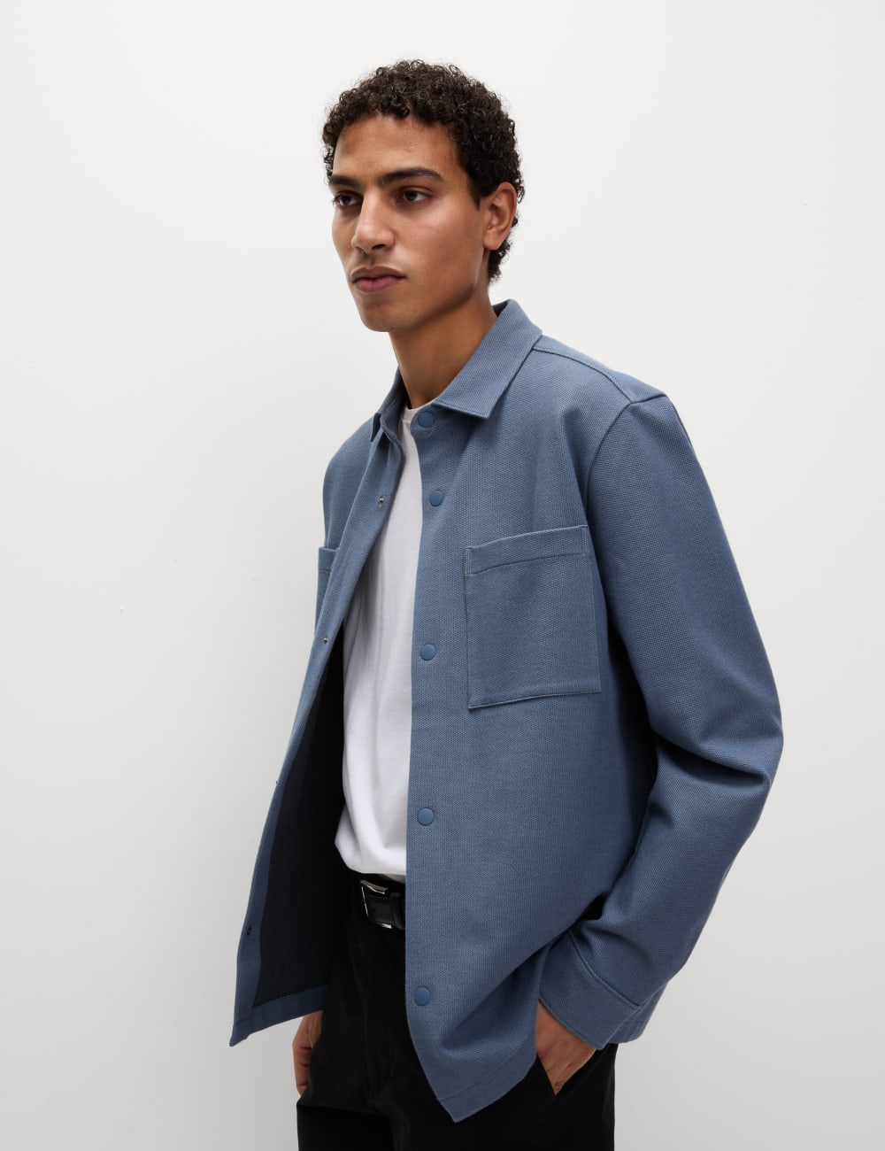 

Верхняя рубашка из хлопка с двумя карманами Marks & Spencer, цвет Air force blue