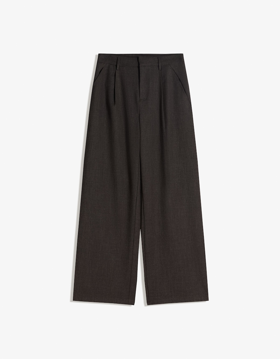 

Широкие брюки со складками спереди Bershka, антрацит