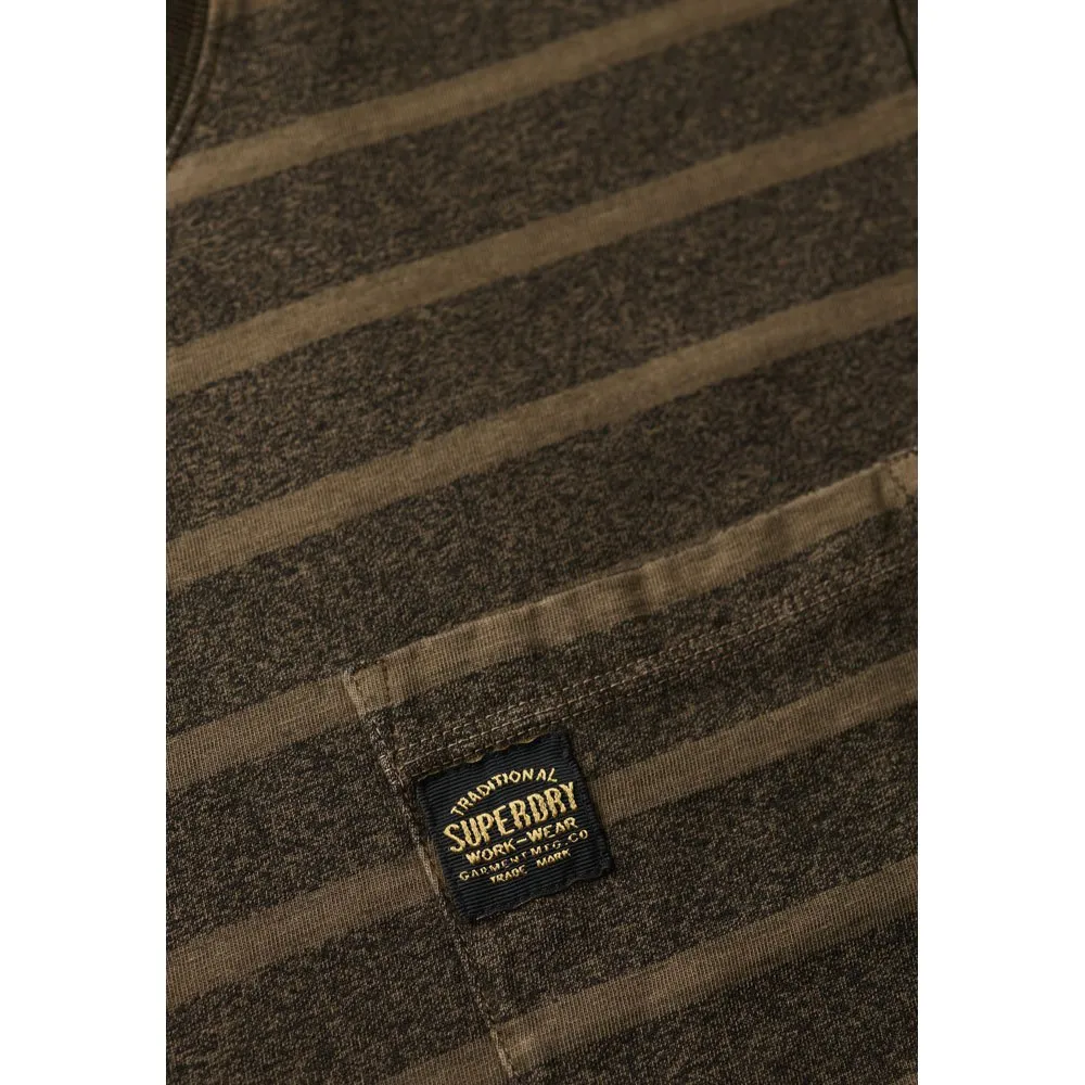 Футболка с коротким рукавом Superdry Textured Stripe Pocket, зеленый — фото 4