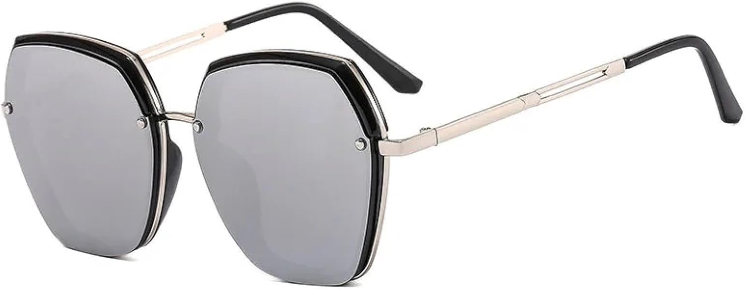 

Роскошные модные солнцезащитные очки большого размера в стиле ретро, ​​многоугольные солнцезащитные очки для уличной фотографии, защита от солнца UV400 для использования на открытом воздухе TKKTLLT, Silver Silver