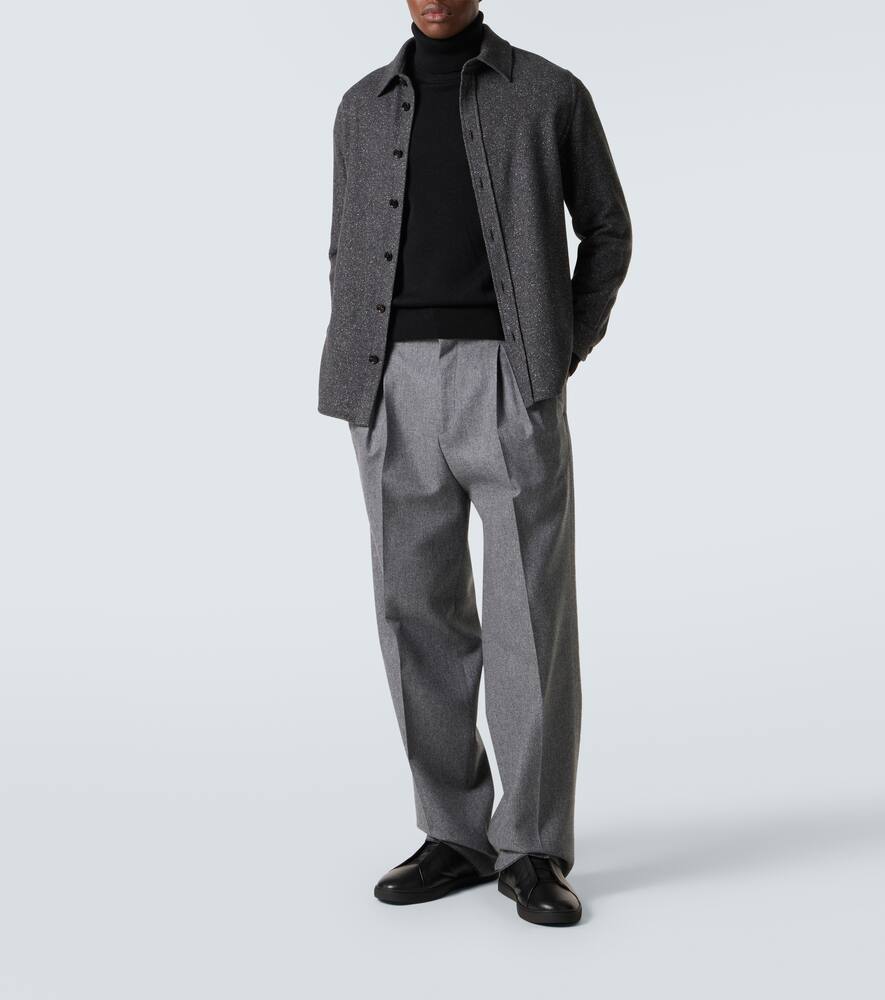 Кроссовки из кожи с тройной строчкой Zegna, Black — фото 2