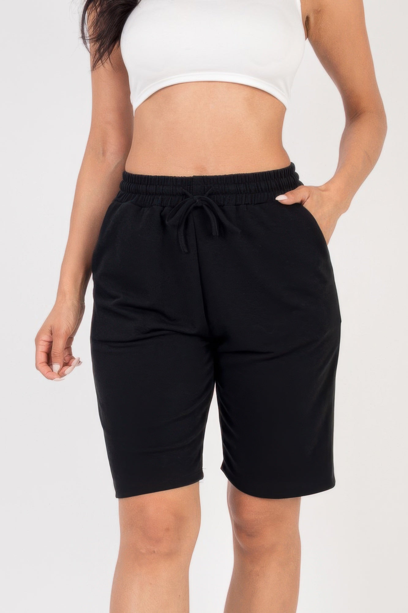 

FASHNZFAB женские шорты-бермуды из французского трикотажа, черный