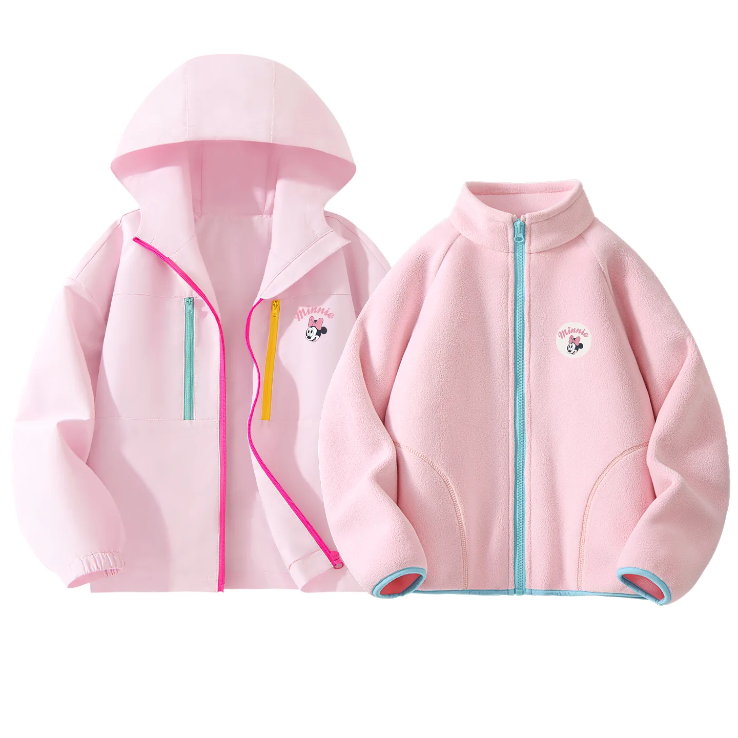 Детская флисовая толстовка с капюшоном Disney, [Thickened and Fleece-Lined]Silicone Di Lift Eye K Sweet Pink+Dini Medium Round Hook-and-Loop K Light Milk White — фото 3