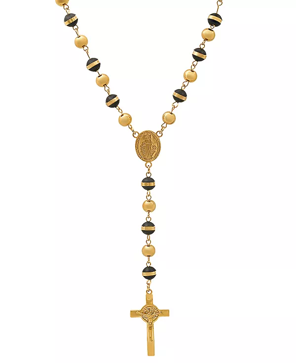 

Мужские молитвенные четки из нержавеющей стали, 28 дюймов, лариат Steeltime, gold