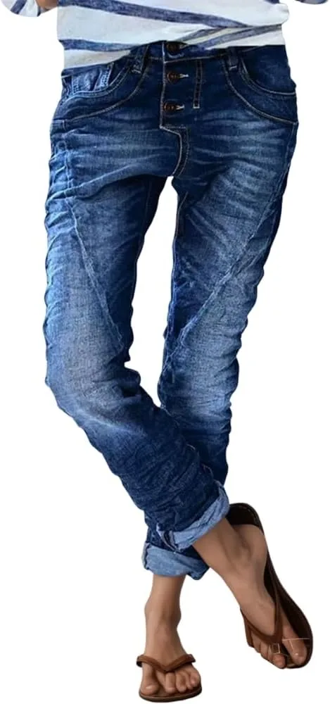 

Женские джинсы Straight Leg с низкой посадкой и потертостями Akivide
