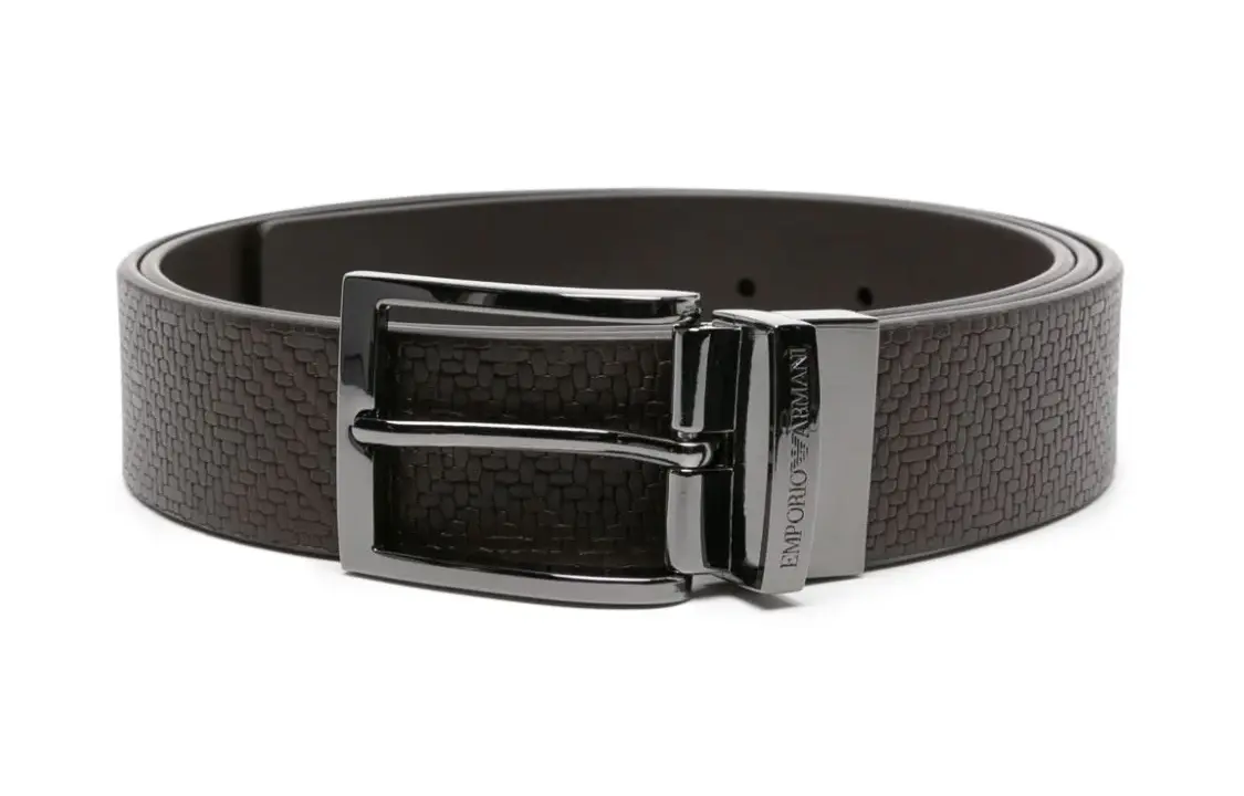 

EMPORIO ARMANI Плетёный реверсивный кожаный ремень, Brown