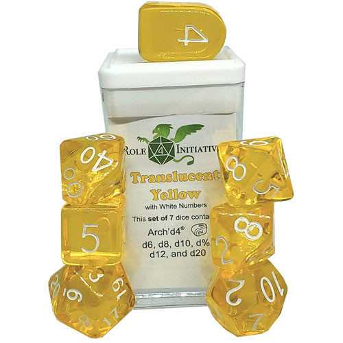 

Аксессуары Role 4 Initiative R4I Dice w/ Arch'd4: Translucent - Yellow w/ White (7)