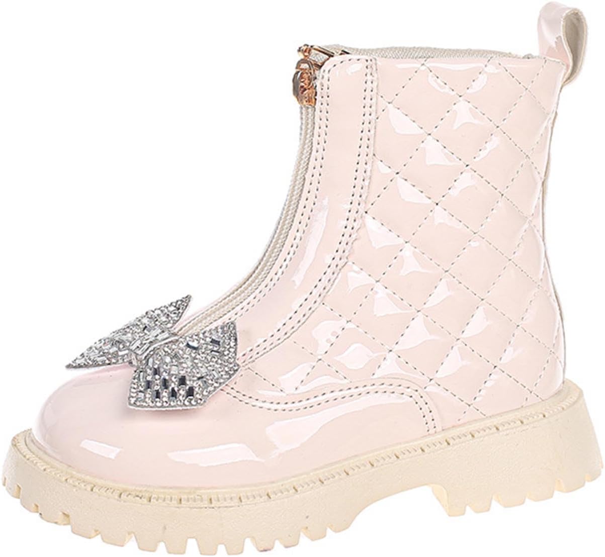 

Детские блестящие ботильоны с бантом, сверкающие модные туфли для вечеринок, повседневная обувь с нескользящей подошвой для улицы Generic, White