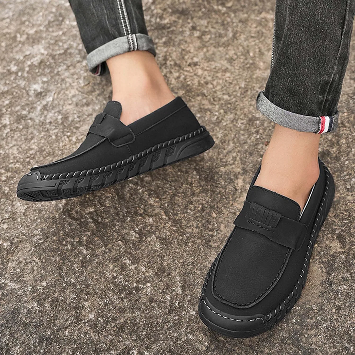 Кроссовки для ходьбы, кожаные, Black — фото 4