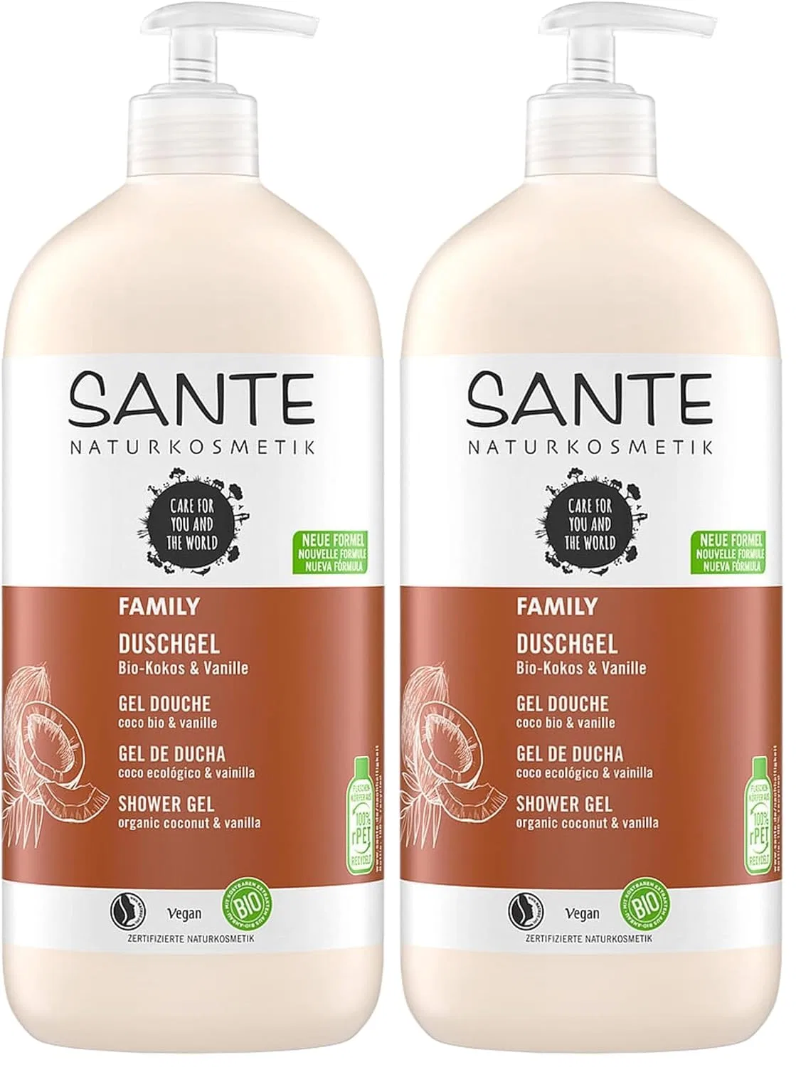 Питательный гель для душа SANTE Naturkosmetik Family с экзотическим ароматом, 2 x 950 мл Sante Naturkosmetik