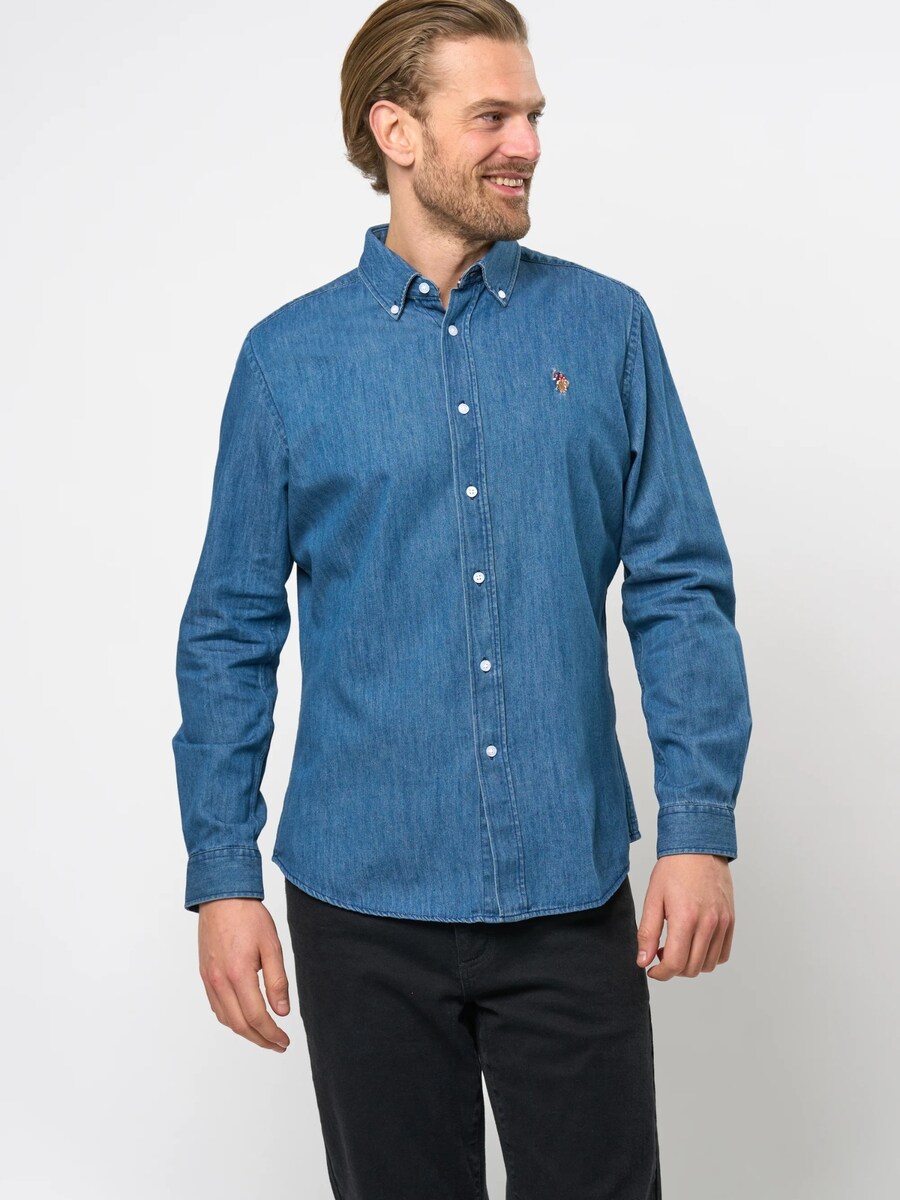 Рубашка на пуговицах классического кроя U.S. POLO ASSN. Craig, Blue Denim — фото 3
