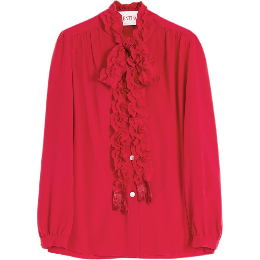 

Рубашка с длинным рукавом и детализацией в виде банта Valentino, красный