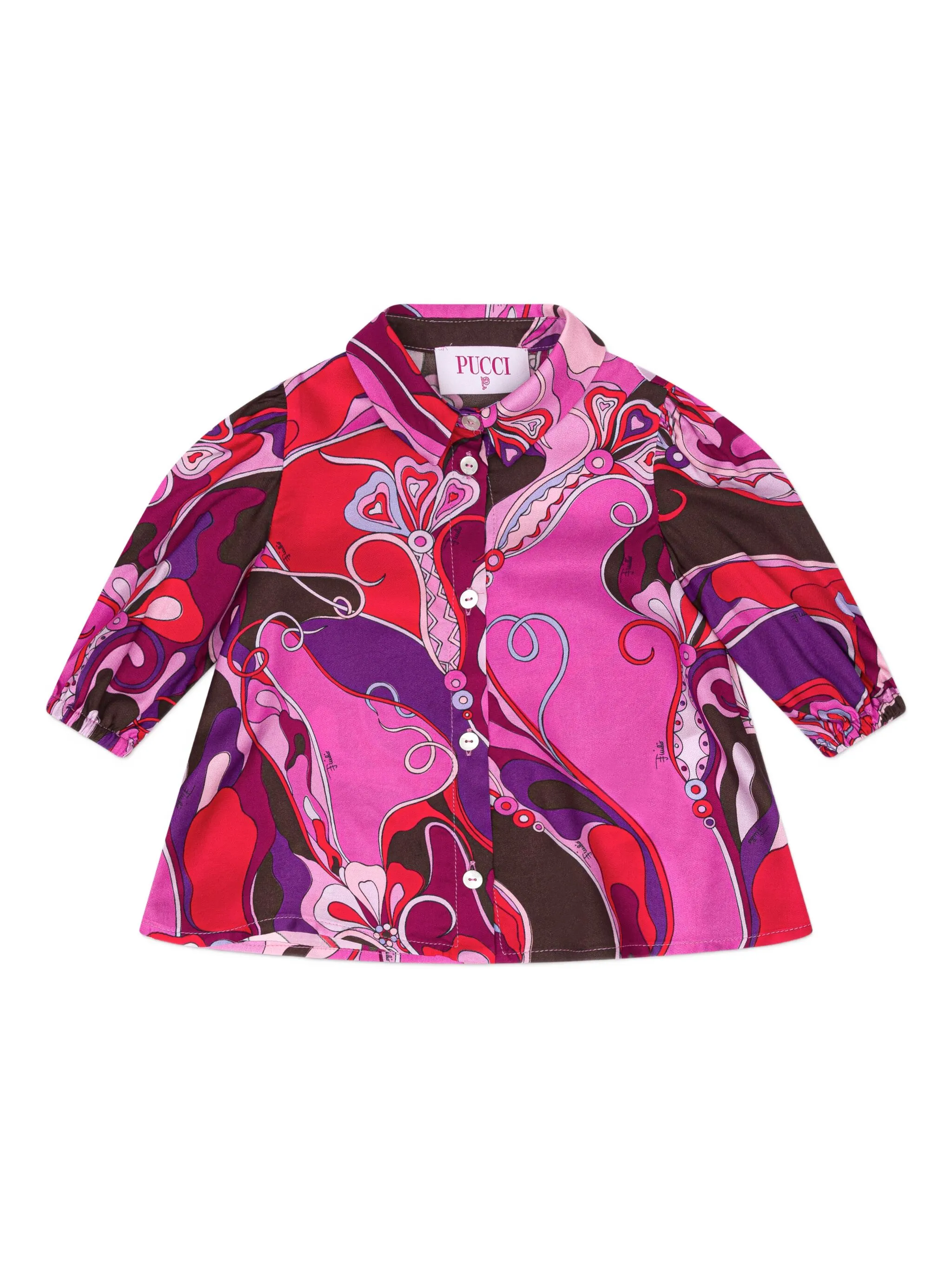 

Платье-рубашка с узором Pucci Junior, розовый