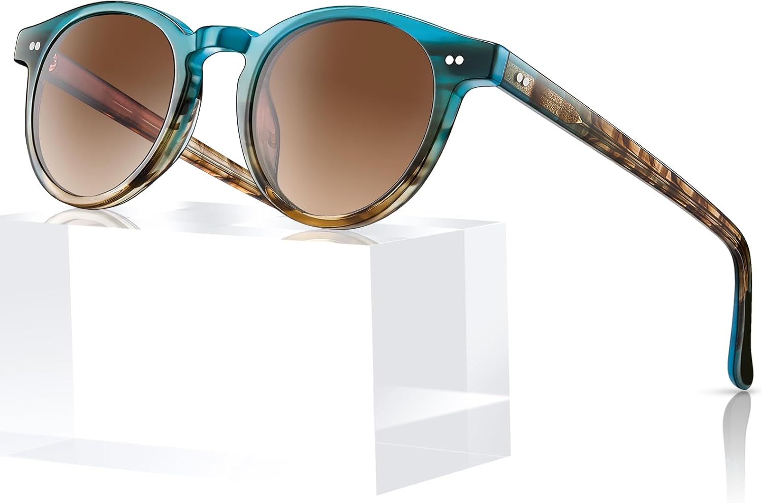 

Солнцезащитные очки AVAWAY для женщин и мужчин, маленькие, поляризованные, с круглой оправой из ацетата, защита от УФ-излучения UV400, для вождения, отдыха, летних прогулок, A7: Blue Tortoise / Gradient Brown Lens