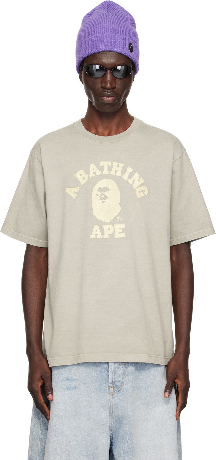 

Футболка колледжа серого цвета Overdye BAPE, слоновая кость