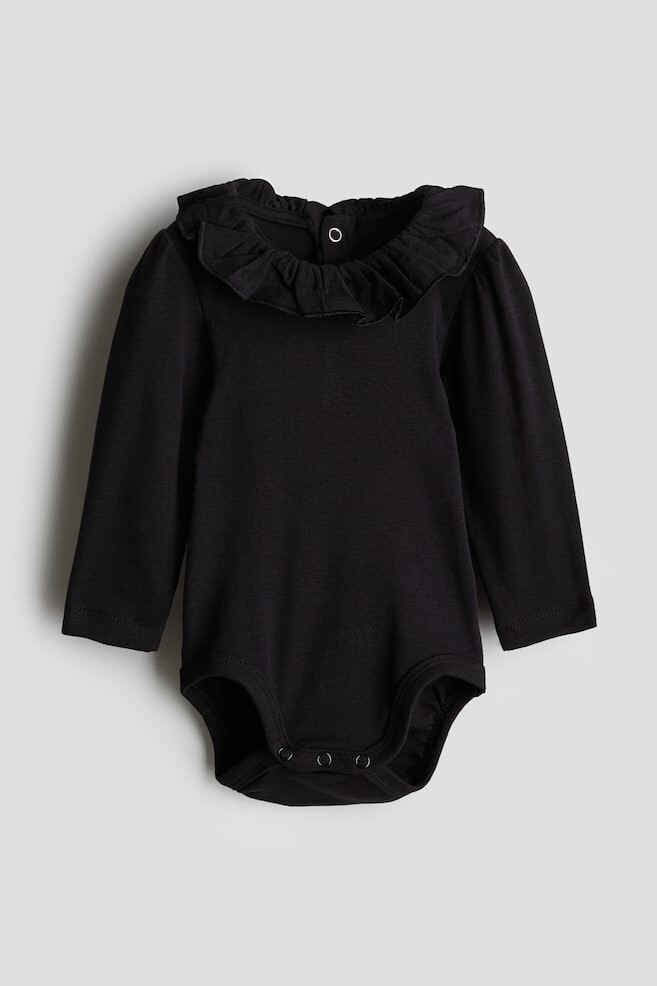 

Боди с воланным воротником H&M, черный