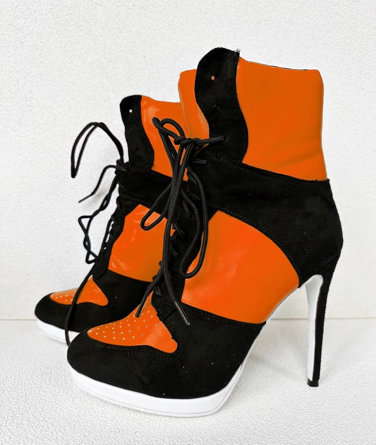 Ботильоны Frankie Hsu Stiletto Sport с высокой шпилькой для баскетбола, черные замшевые классические белые кроссовки-бутсы, дизайнерская обувь больших размеров для женщин и мужчин — фото 3