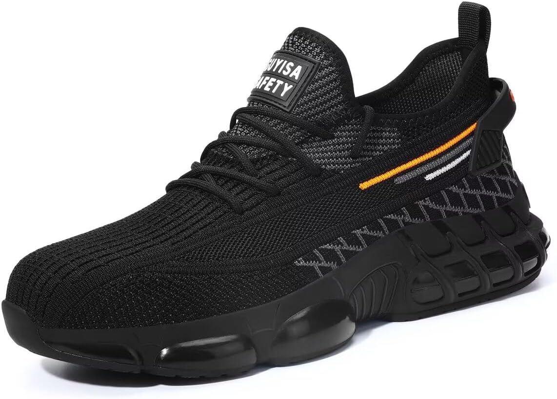 

Ботинки с защитным носком Luolocsn для мужчин и женщин, легкие, дышащие, для промышленности и строительства, черный