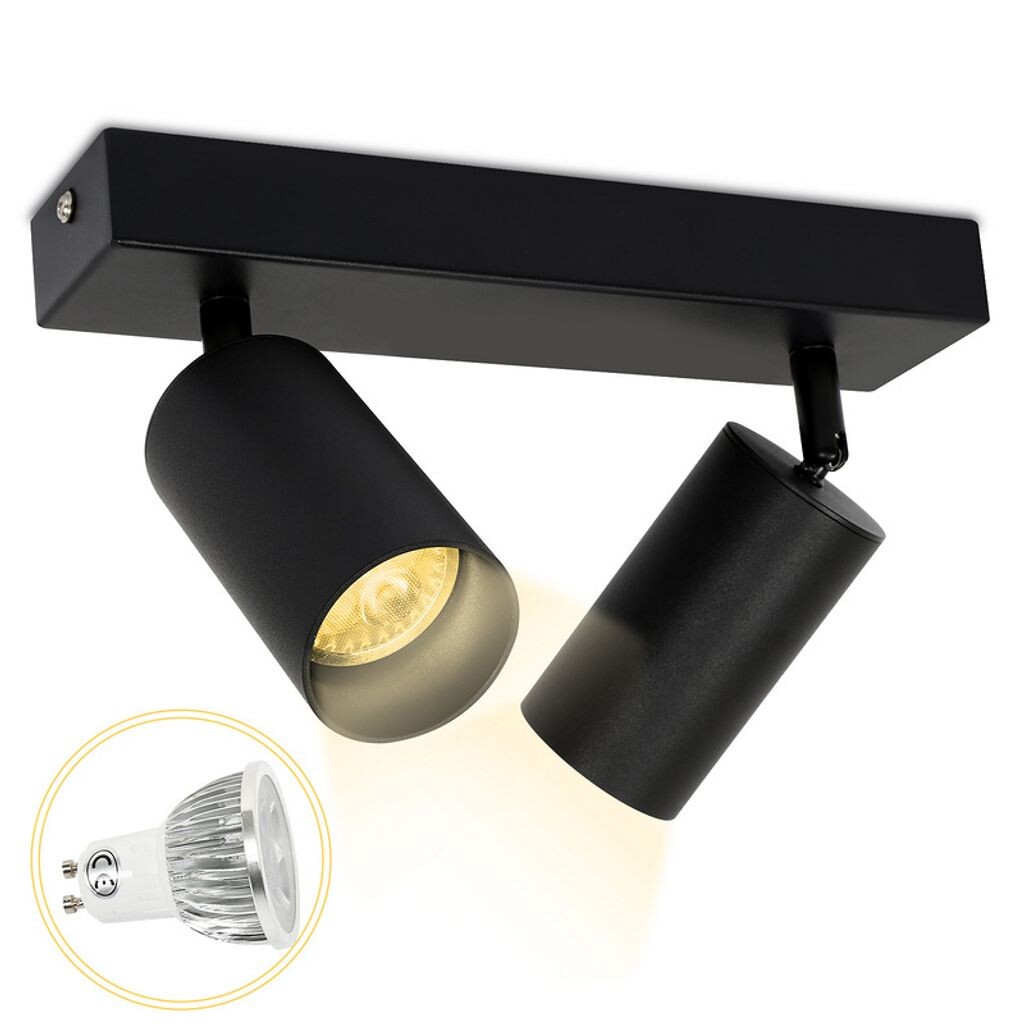 

Светодиодный точечный светильник Clanmacy, поворотный настенный светильник, потолочный светильник для кухни, гостиной, столовой, точечный светильник с одной головкой, 2 розетки GU10, черный