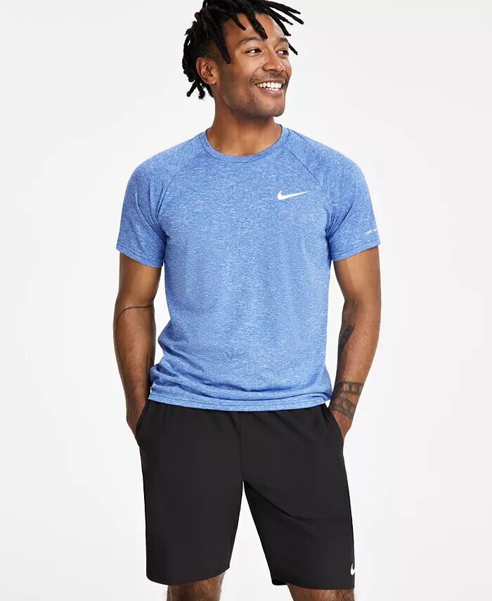 

Мужской гидрогард Dri-FIT Stretch UPF 40+ Heather Rash Guard Nike, синий