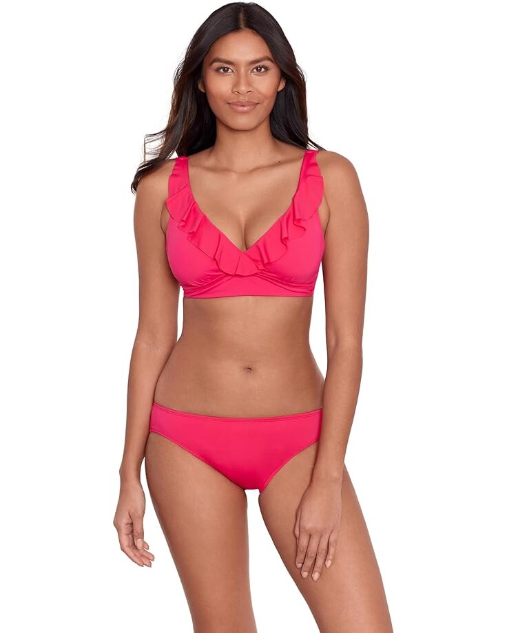 

Топ LAUREN Ralph Lauren Beach Club Solids Ruffle Underwire Bikini, розовый