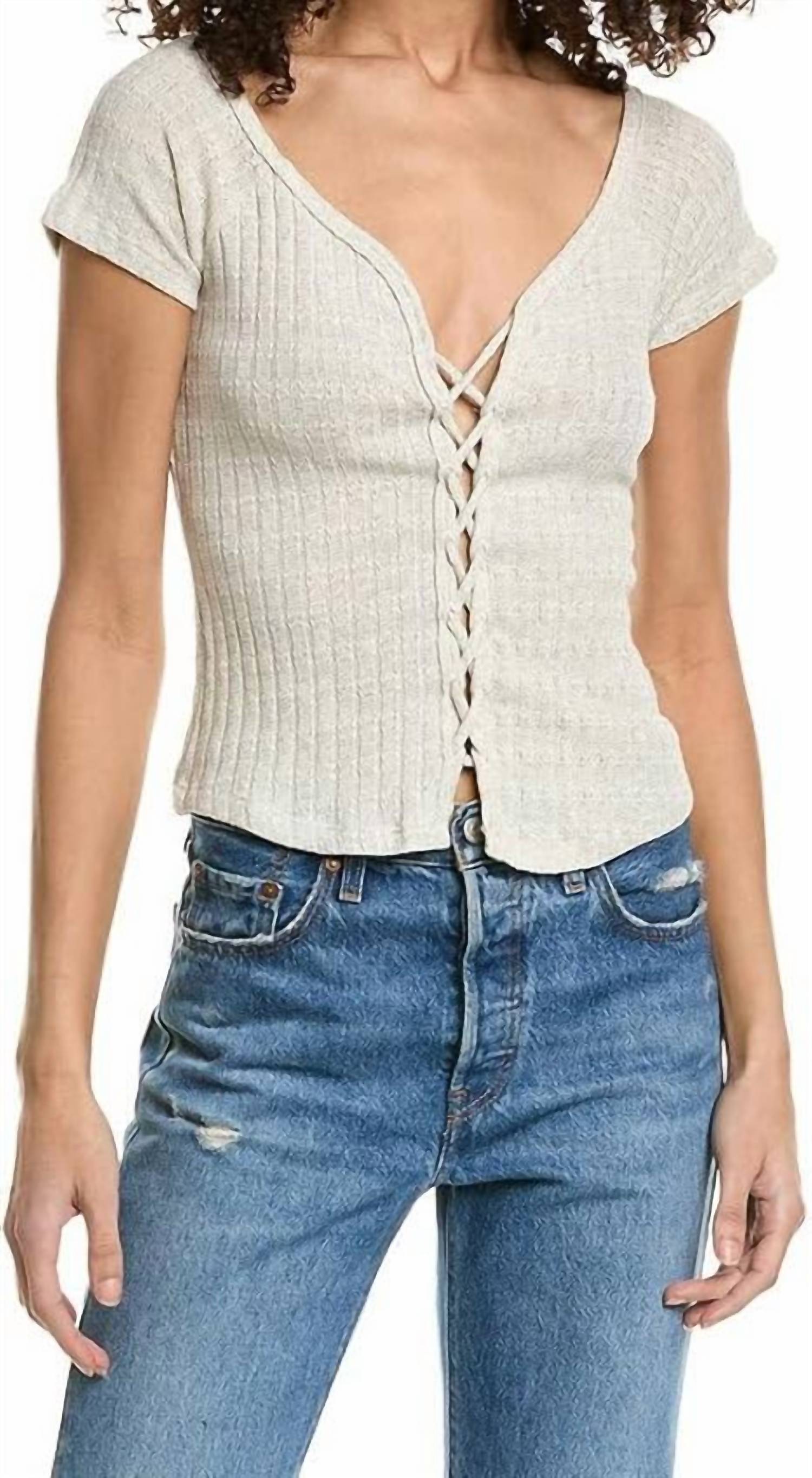 

Топ Gia Lace Up Pointelle в цвете Ash PROJECT SOCIAL T