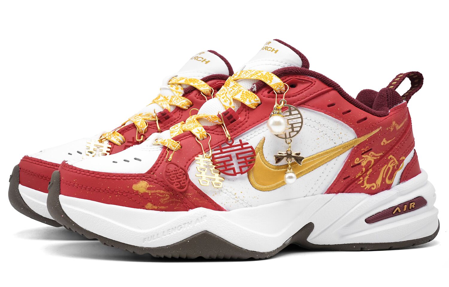Air Monarch 4 Auspicious Dragon And Phoenix повседневная обувь unisex золотой Nike, красный золотой — фото 3