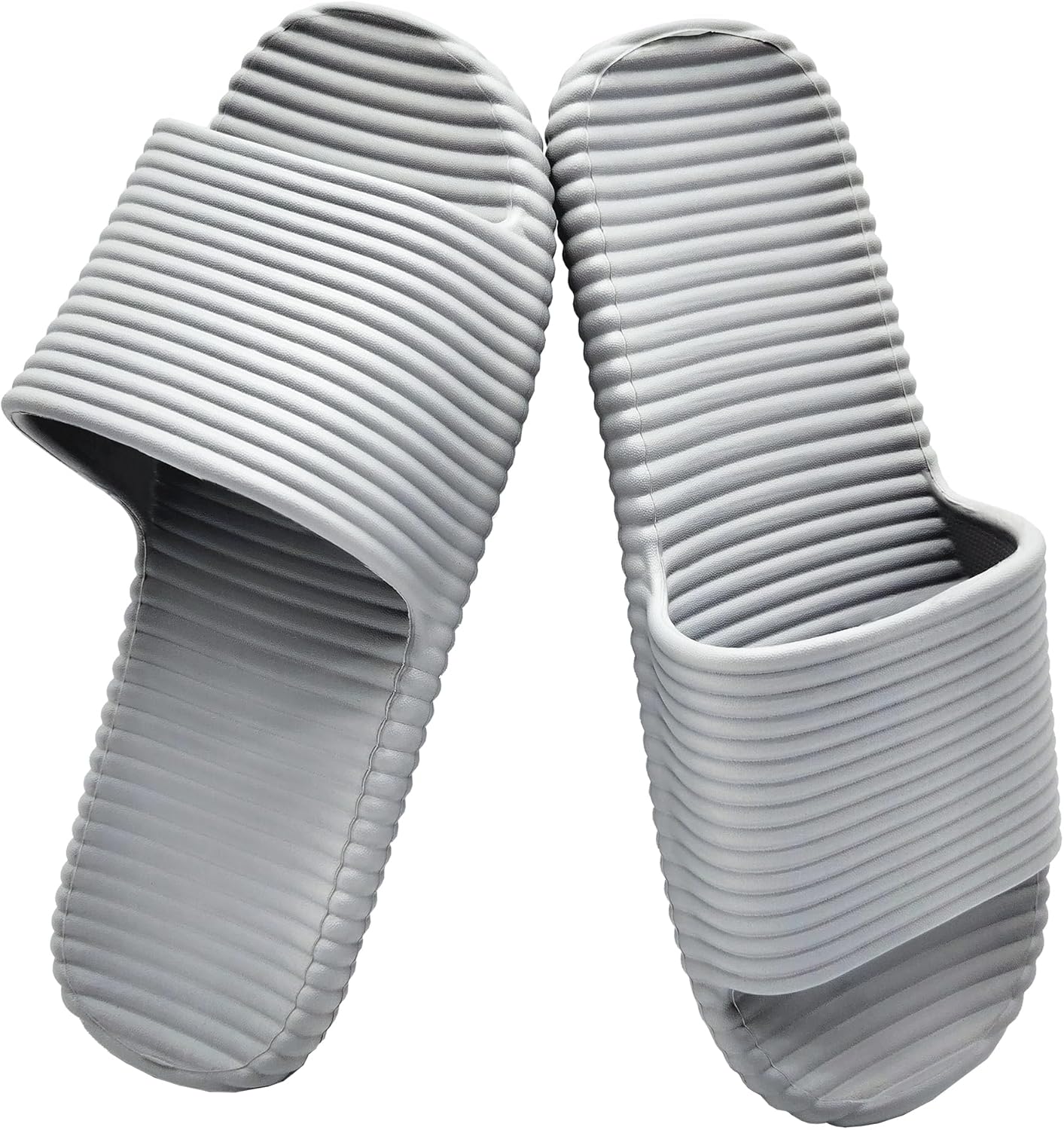 

Быстросохнущие шлепанцы для душа EitCaton для женщин и мужчин, легкие тапочки с открытым носком из ЭВА, нескользящие, для дома и улицы, для ванной, SPA, бассейна, спортзала, пляжа, серый