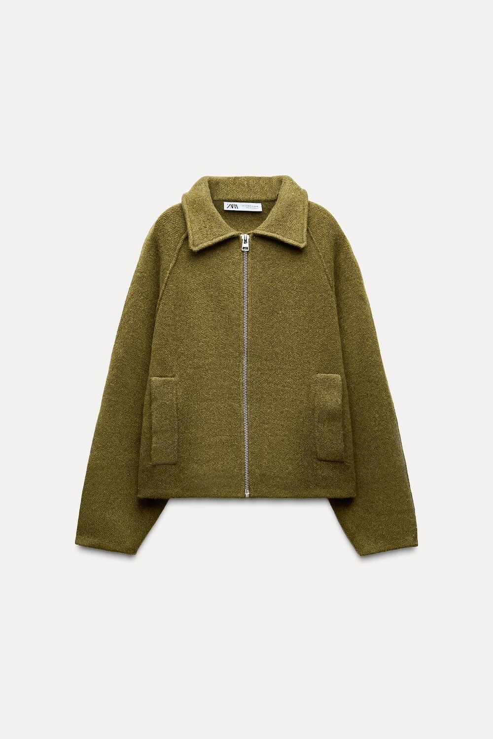 

Куртка оверсайз из 100% шерсти ZARA, мох зеленый