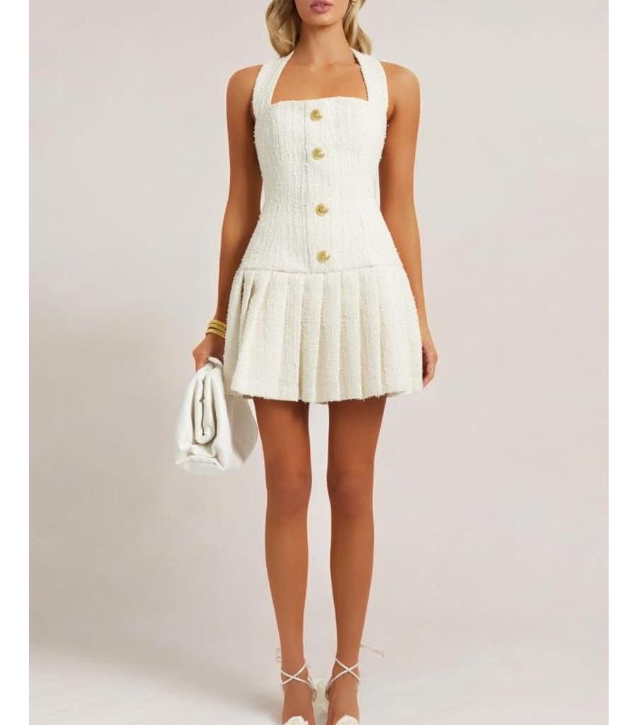 

Женское твидовое мини-платье с расклешенной юбкой Heiress Beverly Hills, Light beige