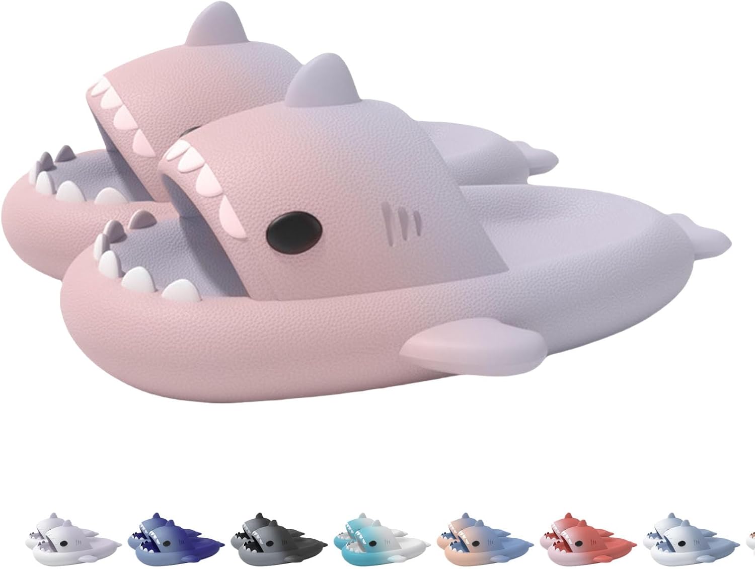 

Шлепанцы с двухцветным градиентом с изображением акулы, нескользящие, с открытым носком и мягкой подошвой Generic, фиолетовый