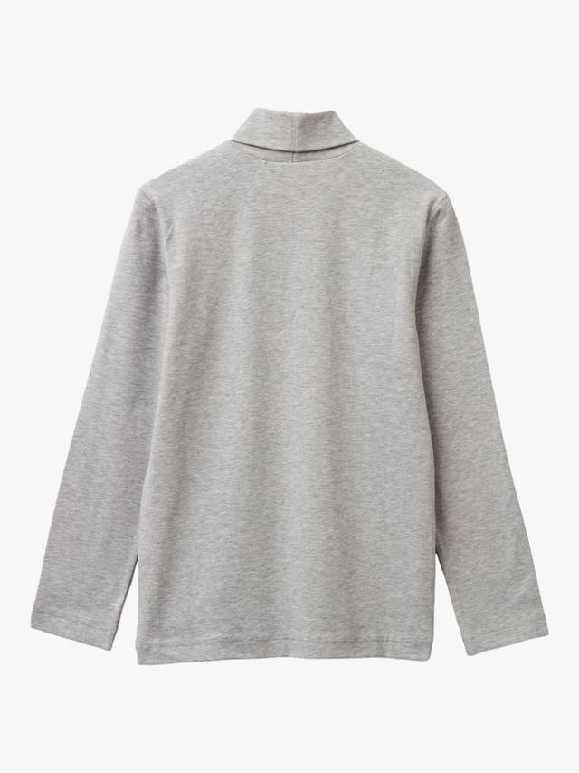 Детская футболка с высоким воротником и длинными рукавами Benetton, Grey — фото 2