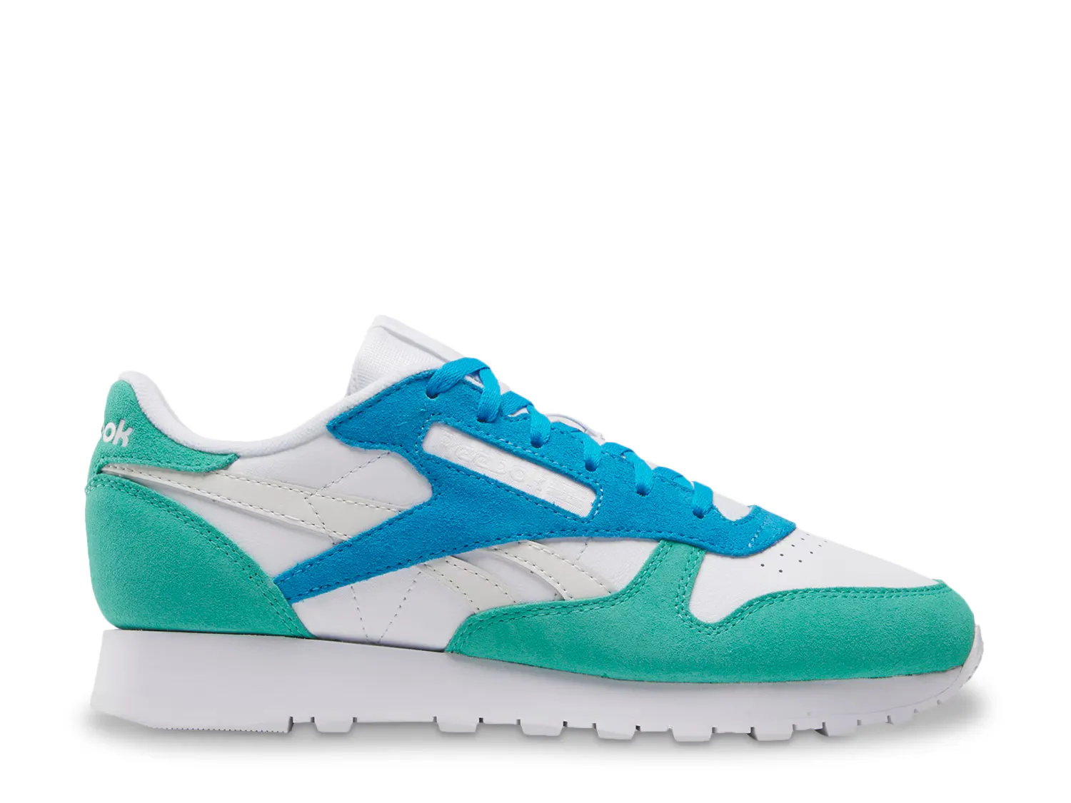 

Кроссовки Reebok Classic Leather, белый/синий/зеленый