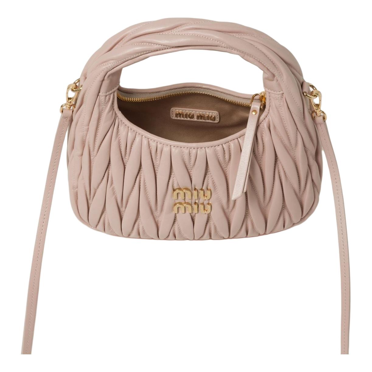 MIU MIU Хобо-сумка через плечо, кроссбоди, женская, Wander Series, Nappa Leather, Pink — фото 4