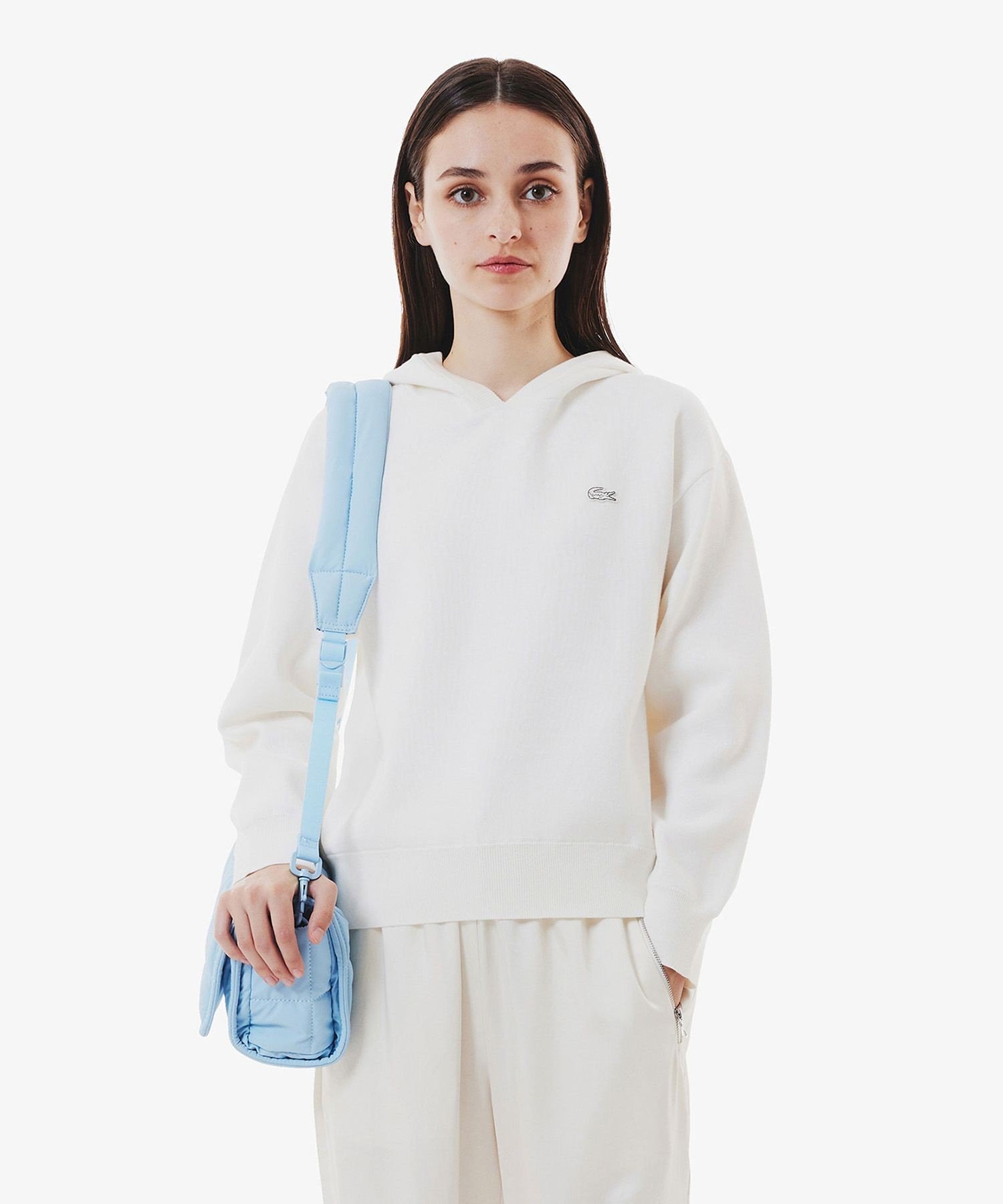Толстовка LACOSTE White, вязаная, женская