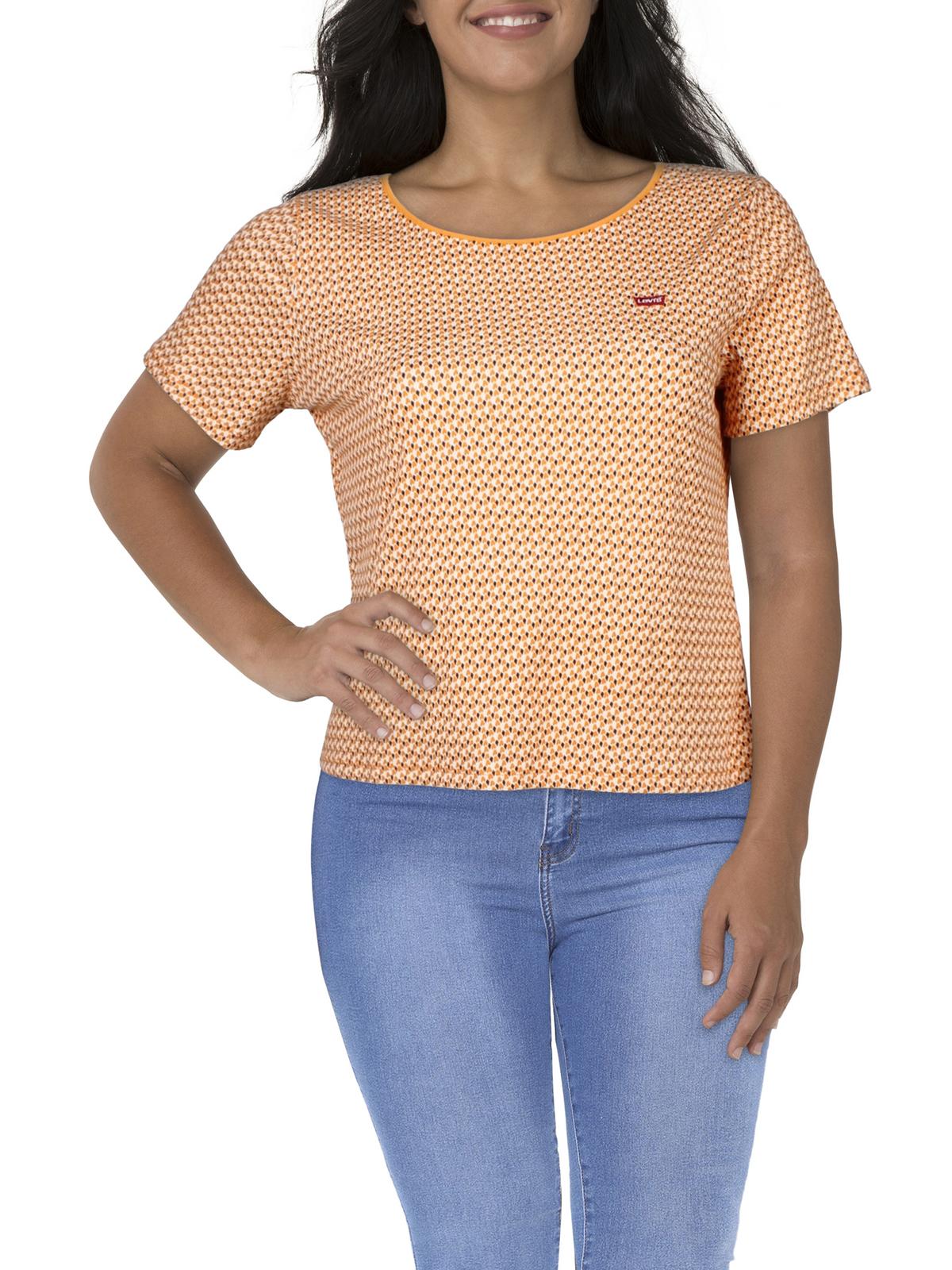 

Плюс Женская ребристая футболка-пуловер Топ Levi's, цвет apricot print