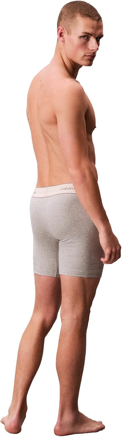 Комплект из 3 мужских трусов-боксеров Calvin Klein из хлопка пима, Oyster Gray, Grey Heather, White — фото 3
