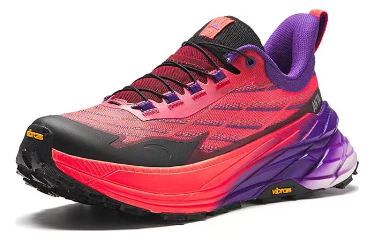 

Кроссовки для бега Taihang из коллекции Anta Running с низким верхом и износостойким отскоком, Neon Bright Dark Red/Black/Era Purple