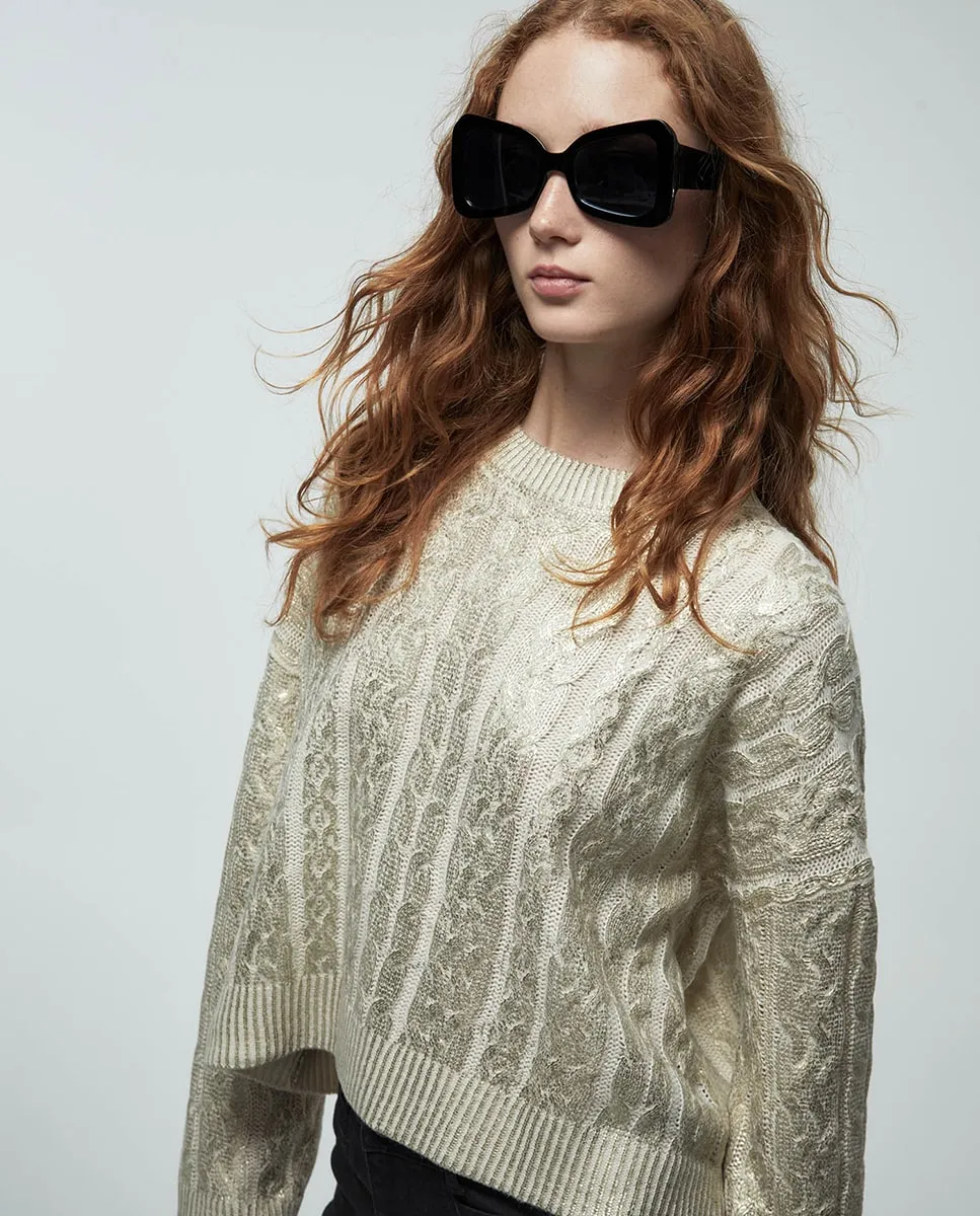 

Джерси с косичками и фольгой Sfera, бежевый